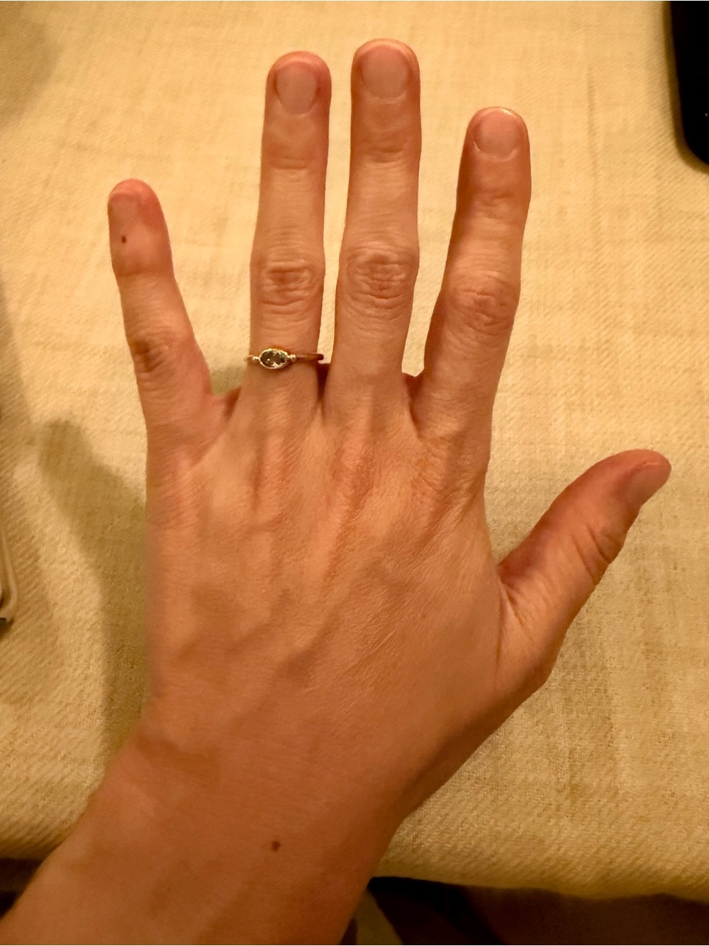 18K Gold Aquamarine Ring, Sz 6.5-7